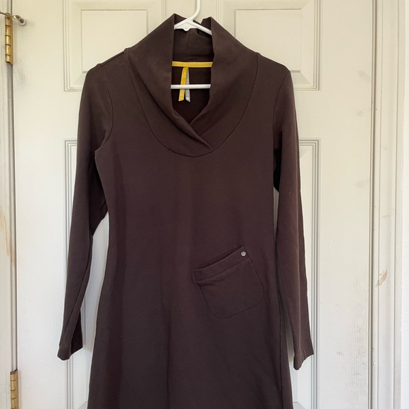NWOT Womens Lole Calm Tunic Dress Brown Organic Cotton Fleece Long Sleeve Size M - Picture 2 of 9